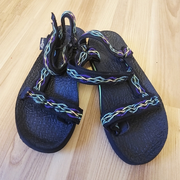 Sand & Sun Vintage 90's Sandals with Black and color straps * See Measure - Picture 2 of 8